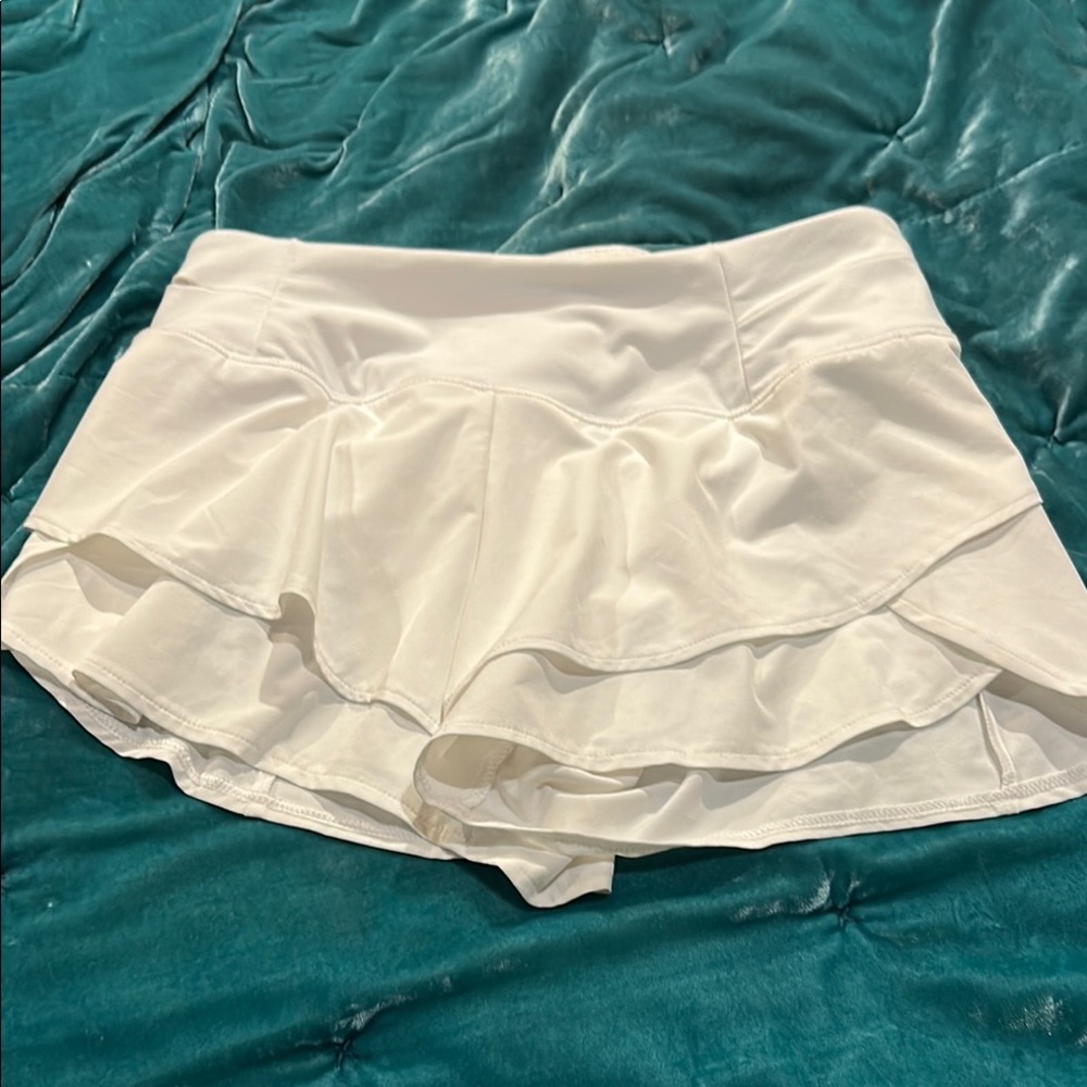 CALIA by Carrie Underwood White Skort with Ruffled Overlay